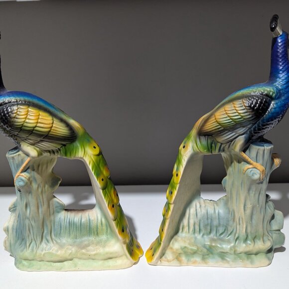 Vintage Giftcraft Japan Peacock Figurines Pair – Mid-Century Ceramic Decor - Picture 2 of 7